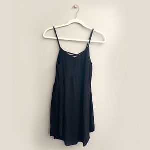 Black Flowy Mini Dress with Open Back Detail